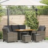 Ensemble de canapé de jardin 6 pcs avec coussins gris résine tressée 649781649781