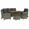 Ensemble de canapé de jardin 6 pcs avec coussins gris résine tressée 649781649781
