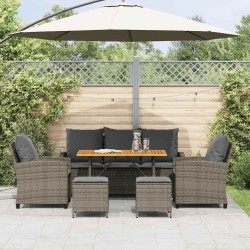 Ensemble de canapé de jardin 6 pcs avec coussins gris résine tressée 649781649781