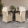 Ensemble à manger de jardin avec coussins 5pcs Beige poly rotin 649783649783