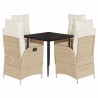 Ensemble à manger de jardin avec coussins 5pcs Beige poly rotin 649783649783