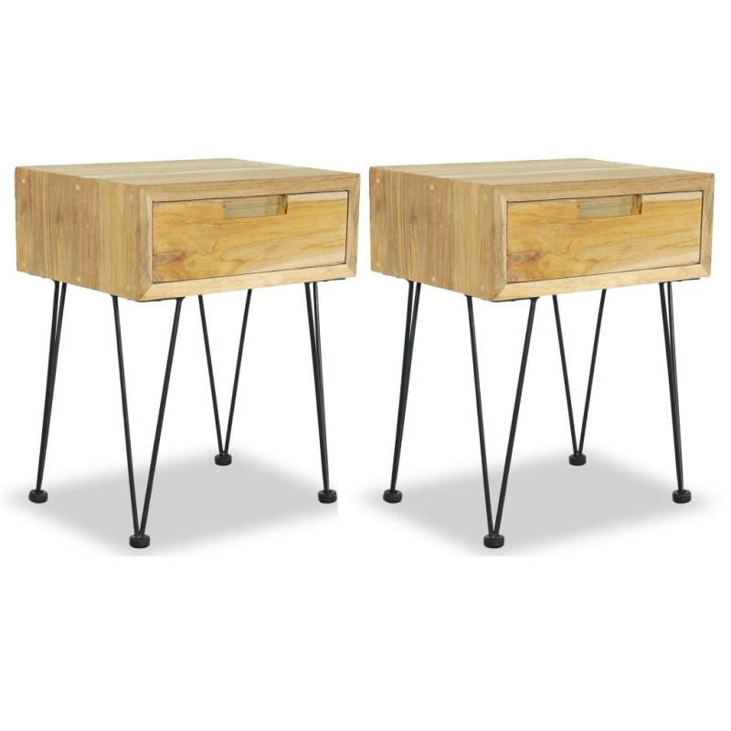 Tables de chevet 2 pcs 40x30x50 cm teck massif Tables de chevet 2 pcs 40x30x50 cm teck massif