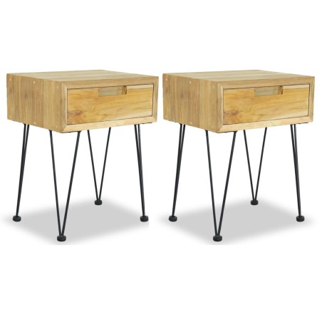  Tables de chevet 2 pcs 40x30x50 cm teck massif 