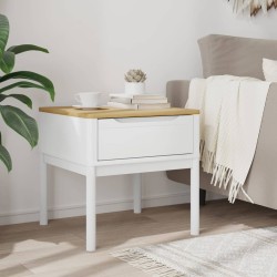  Table de chevet FLORO blanc 55x55x54 cm bois de pin massif 