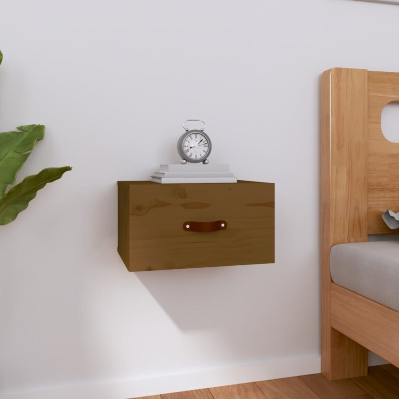 Table de chevet murale Marron miel 40x29,5x22 cm alsavelo 