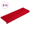  Tapis d'escalier 15 pcs 65x21x4 cm Rouge alsavelo 