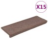  Tapis d'escalier 15 pcs 65x21x4 cm Marron alsavelo 