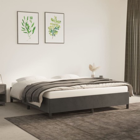  Cadre de lit sans matelas gris foncé 180x200 cm velours alsavelo 