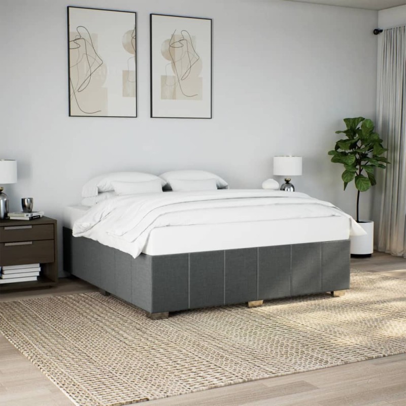 Cadre de lit sans matelas gris foncé 180x200 cm tissu alsavelo Cadre de lit sans matelas gris foncé 180x200 cm tissu alsavelo
