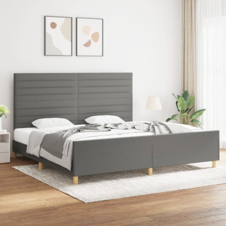  Cadre de lit sans matelas gris foncé 200x200 cm tissu alsavelo 