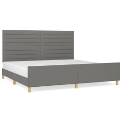  Cadre de lit sans matelas gris foncé 200x200 cm tissu alsavelo 