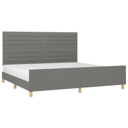  Cadre de lit sans matelas gris foncé 200x200 cm tissu alsavelo 