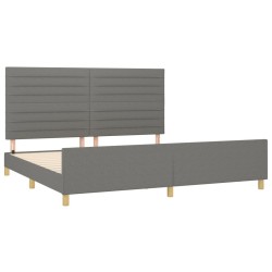  Cadre de lit sans matelas gris foncé 200x200 cm tissu alsavelo 