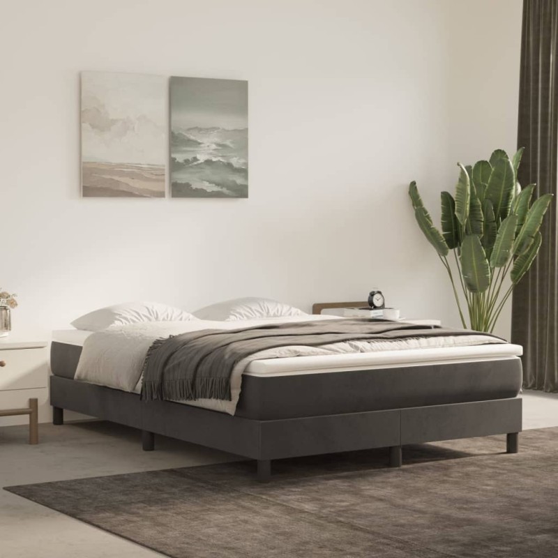  Cadre de lit sans matelas gris foncé 140x190 cm velours alsavelo 