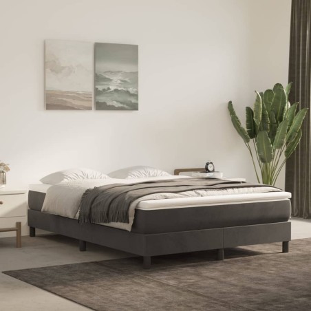  Cadre de lit sans matelas gris foncé 140x190 cm velours alsavelo 