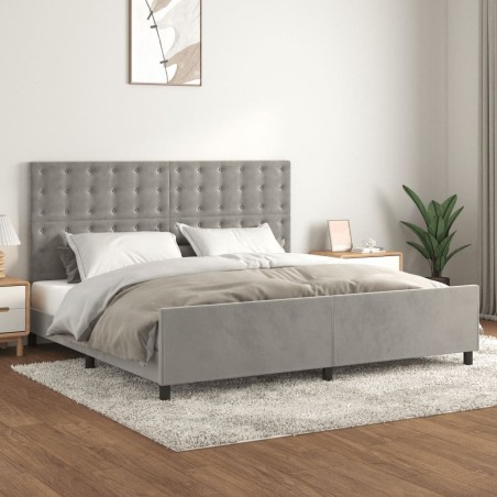  Cadre de lit sans matelas gris clair 200x200 cm velours alsavelo 