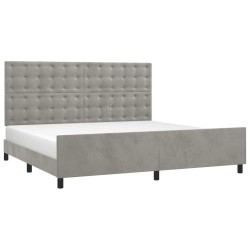  Cadre de lit sans matelas gris clair 200x200 cm velours alsavelo 