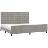  Cadre de lit sans matelas gris clair 200x200 cm velours alsavelo 