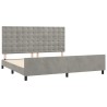  Cadre de lit sans matelas gris clair 200x200 cm velours alsavelo 