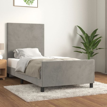  Cadre de lit sans matelas gris clair 80x200 cm velours alsavelo 