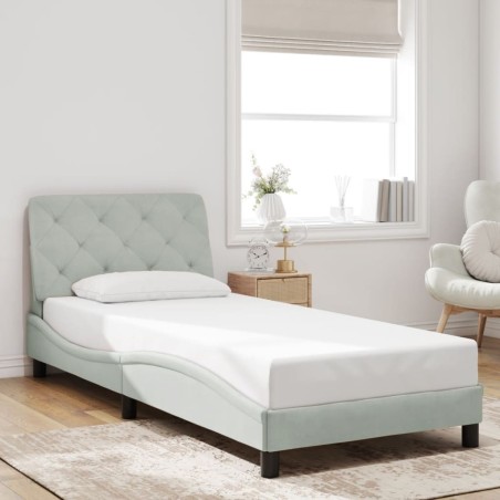  Cadre de lit sans matelas gris clair 80x200 cm velours alsavelo 