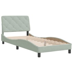  Cadre de lit sans matelas gris clair 80x200 cm velours alsavelo 