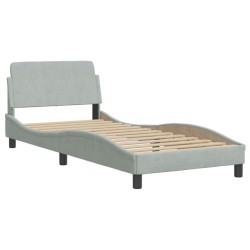  Cadre de lit sans matelas gris clair 80x200 cm velours alsavelo 