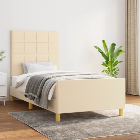  Cadre de lit sans matelas crème 90x200 cm tissu alsavelo 
