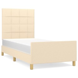  Cadre de lit sans matelas crème 90x200 cm tissu alsavelo 