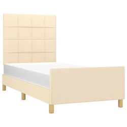  Cadre de lit sans matelas crème 90x200 cm tissu alsavelo 