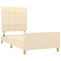  Cadre de lit sans matelas crème 90x200 cm tissu alsavelo 