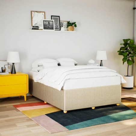  Cadre de lit sans matelas crème 140x190 cm tissu alsavelo 