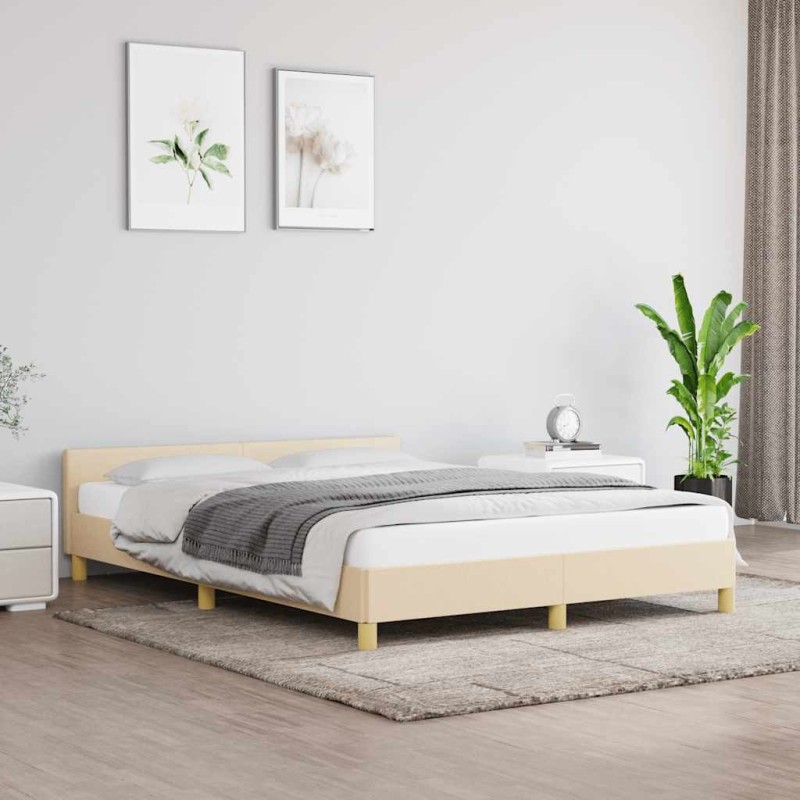  Cadre de lit sans matelas crème 140x190 cm tissu alsavelo 