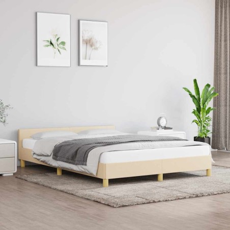  Cadre de lit sans matelas crème 140x190 cm tissu alsavelo 