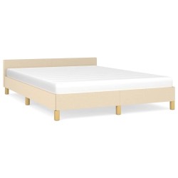  Cadre de lit sans matelas crème 140x190 cm tissu alsavelo 