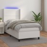  Sommier à lattes de lit matelas LED Blanc 100x200 cm Similicuir alsavelo 