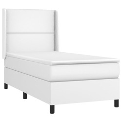  Sommier à lattes de lit matelas LED Blanc 100x200 cm Similicuir alsavelo 