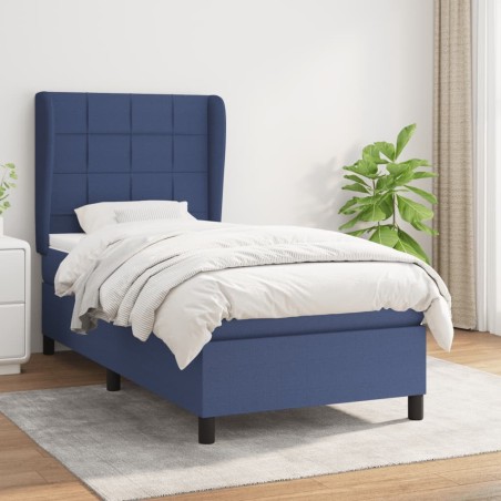  Sommier à lattes de lit avec matelas Bleu 100x200 cm Tissu alsavelo 