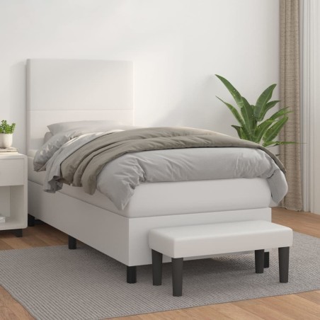  Sommier à lattes de lit avec matelas Blanc 80x200 cm Similicuir alsavelo 