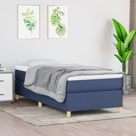  Sommier à lattes de lit avec matelas Bleu 100x200 cm Tissu alsavelo 