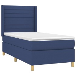  Sommier à lattes de lit avec matelas Bleu 100x200 cm Tissu alsavelo 