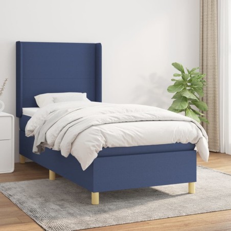  Sommier à lattes de lit avec matelas Bleu 80x200 cm Tissu alsavelo 