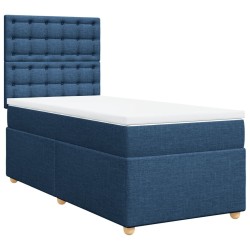  Sommier à lattes de lit avec matelas Bleu 90x200 cm Tissu alsavelo 