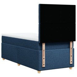  Sommier à lattes de lit avec matelas Bleu 90x200 cm Tissu alsavelo 