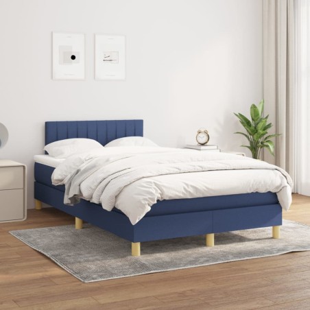  Sommier à lattes de lit avec matelas Bleu 120x200 cm Tissu alsavelo 