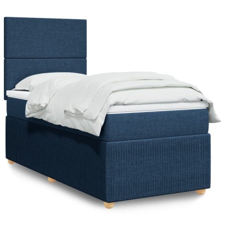  Sommier à lattes de lit avec matelas Bleu 80x200 cm Tissu alsavelo 