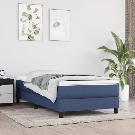  Sommier à lattes de lit avec matelas Bleu 90x200 cm Tissu alsavelo 
