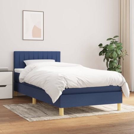  Sommier à lattes de lit avec matelas Bleu 80x200 cm Tissu alsavelo 