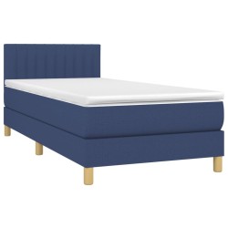  Sommier à lattes de lit avec matelas Bleu 80x200 cm Tissu alsavelo 