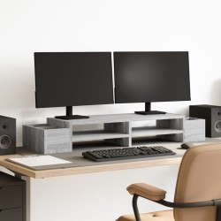  Support de moniteur avec rangement sonoma gris bois ingénierie alsavelo 